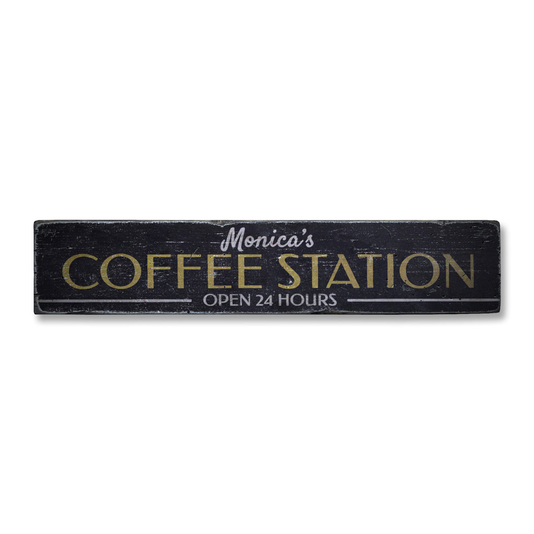 Coffee Station Rustic Wood Sign