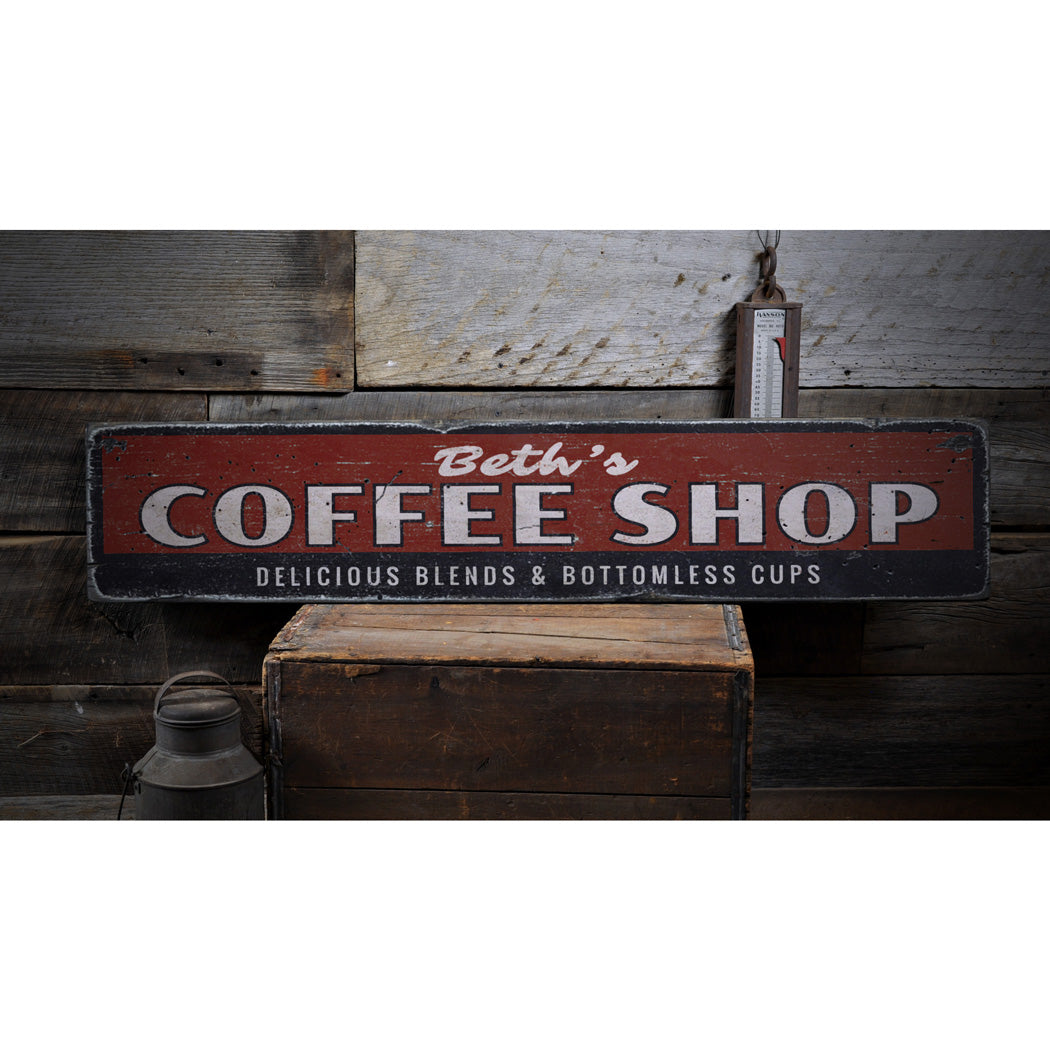 Delicious Blends Coffee Shop Rustic Wood Sign