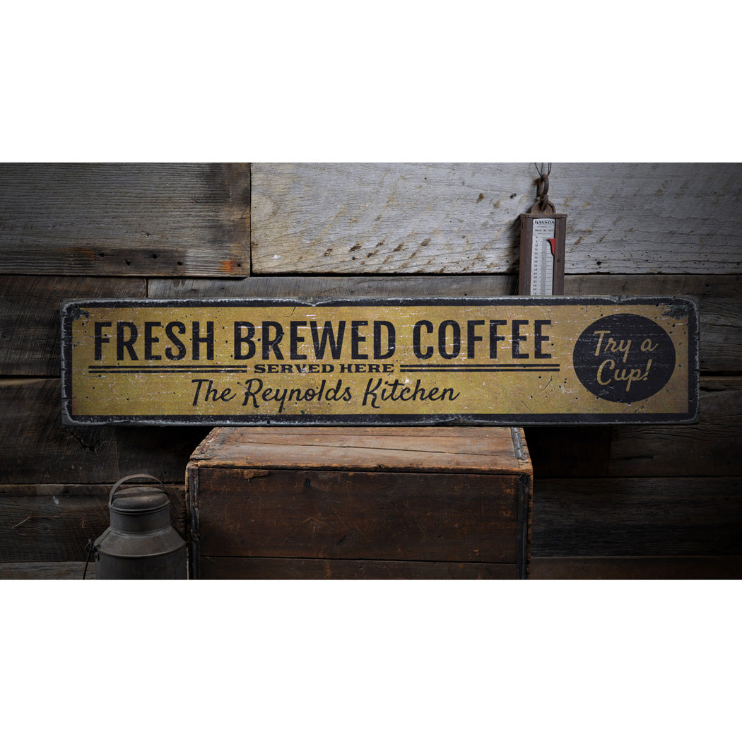 Fresh Brewed Coffee Rustic Wood Sign