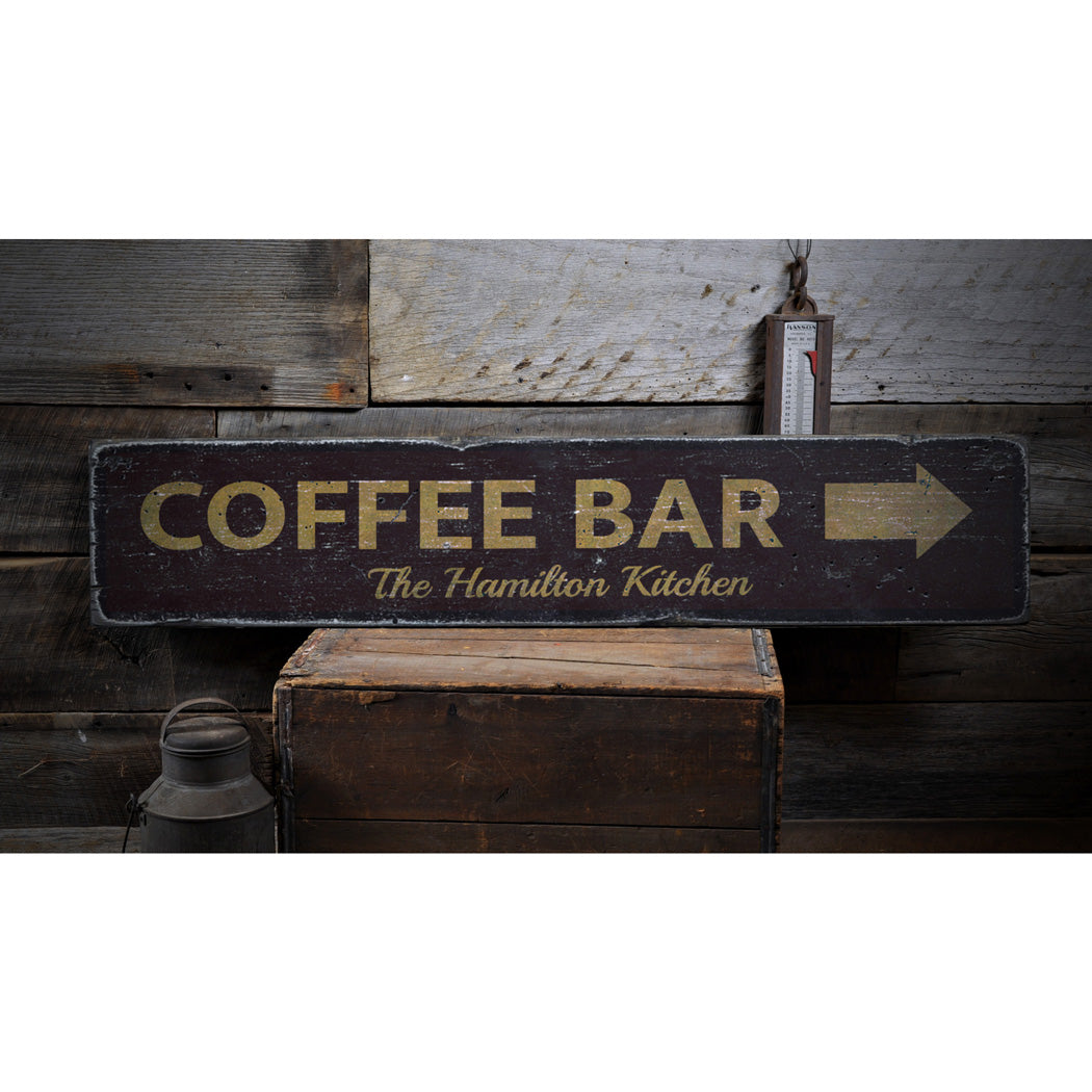 Coffee Bar Arrow Rustic Wood Sign