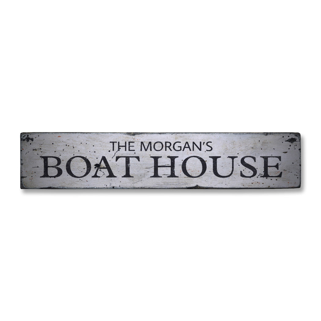 Family Boat House Rustic Wood Sign