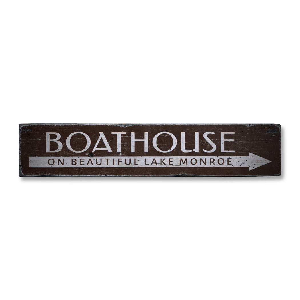 Boat House Lake Rustic Wood Sign