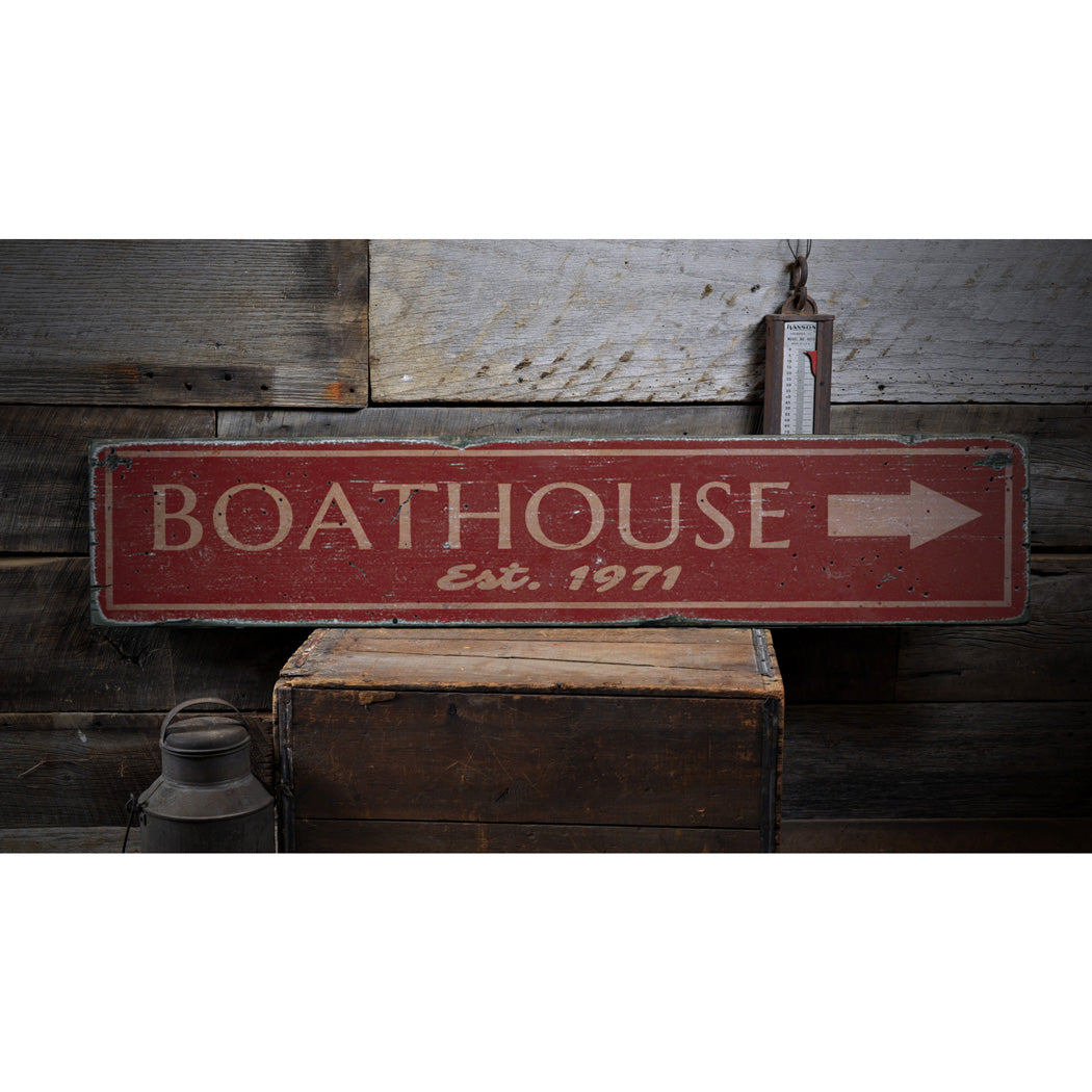 Est Date Boat House Rustic Wood Sign