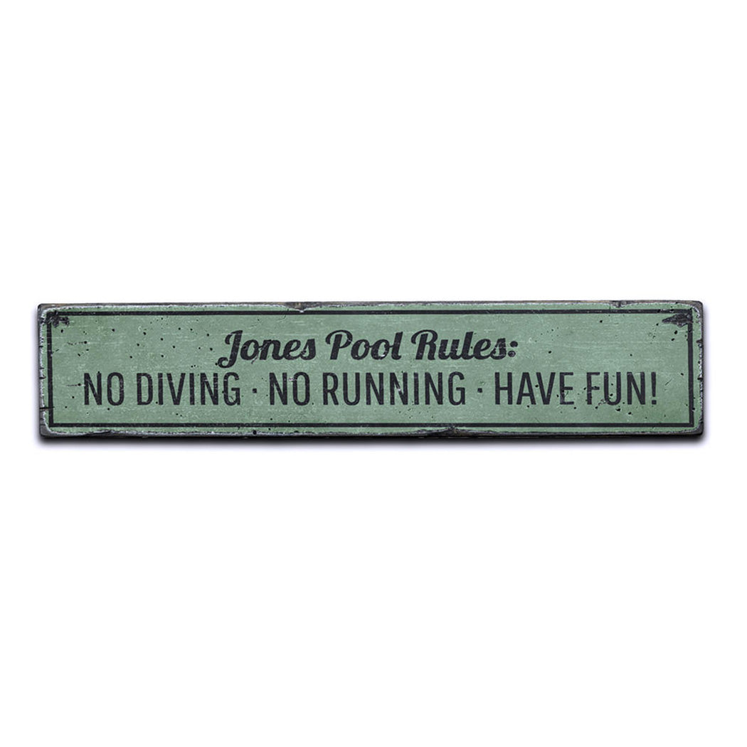 Pool Rules Rustic Wood Sign