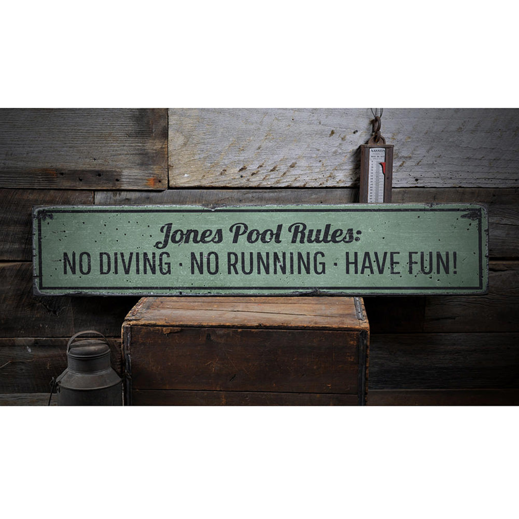 Pool Rules Rustic Wood Sign