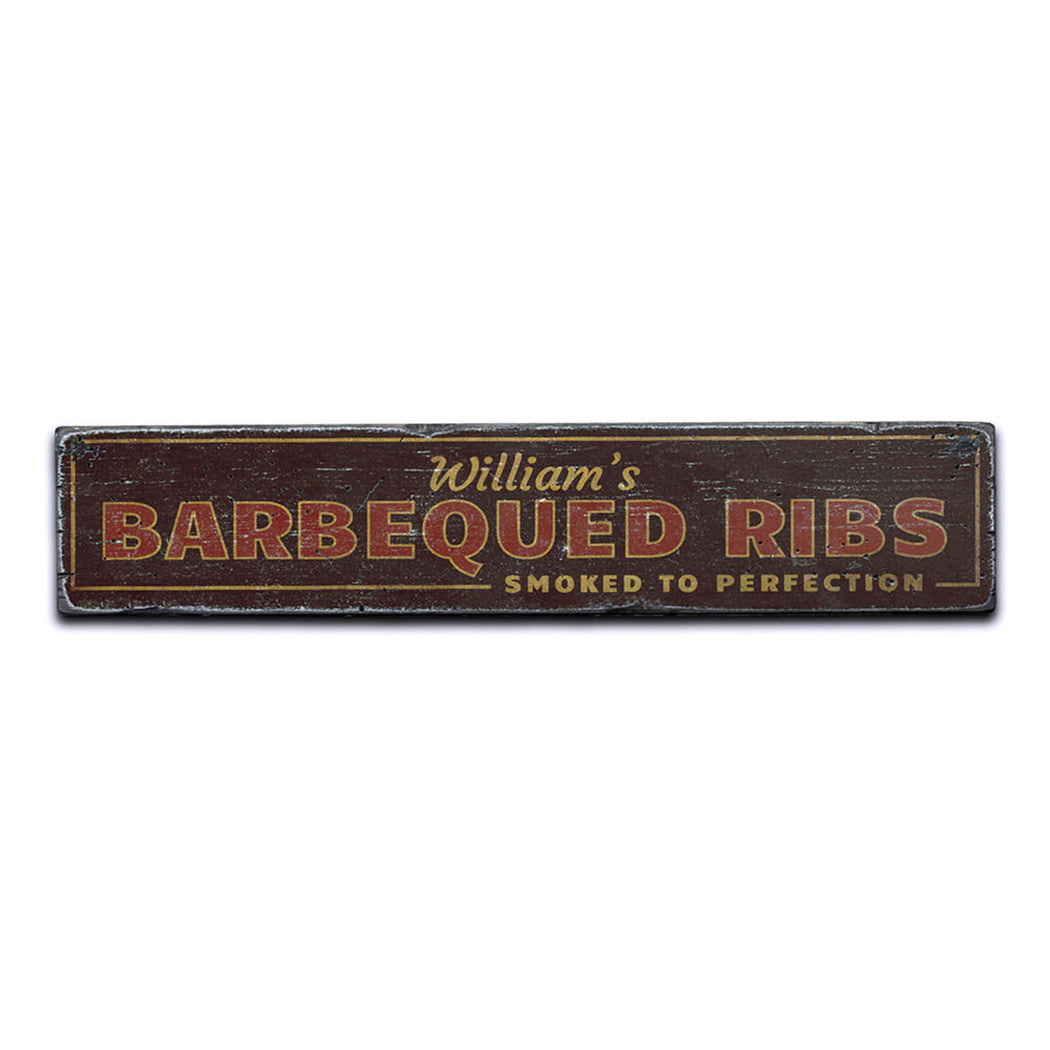 Barbecued Ribs Rustic Wood Sign