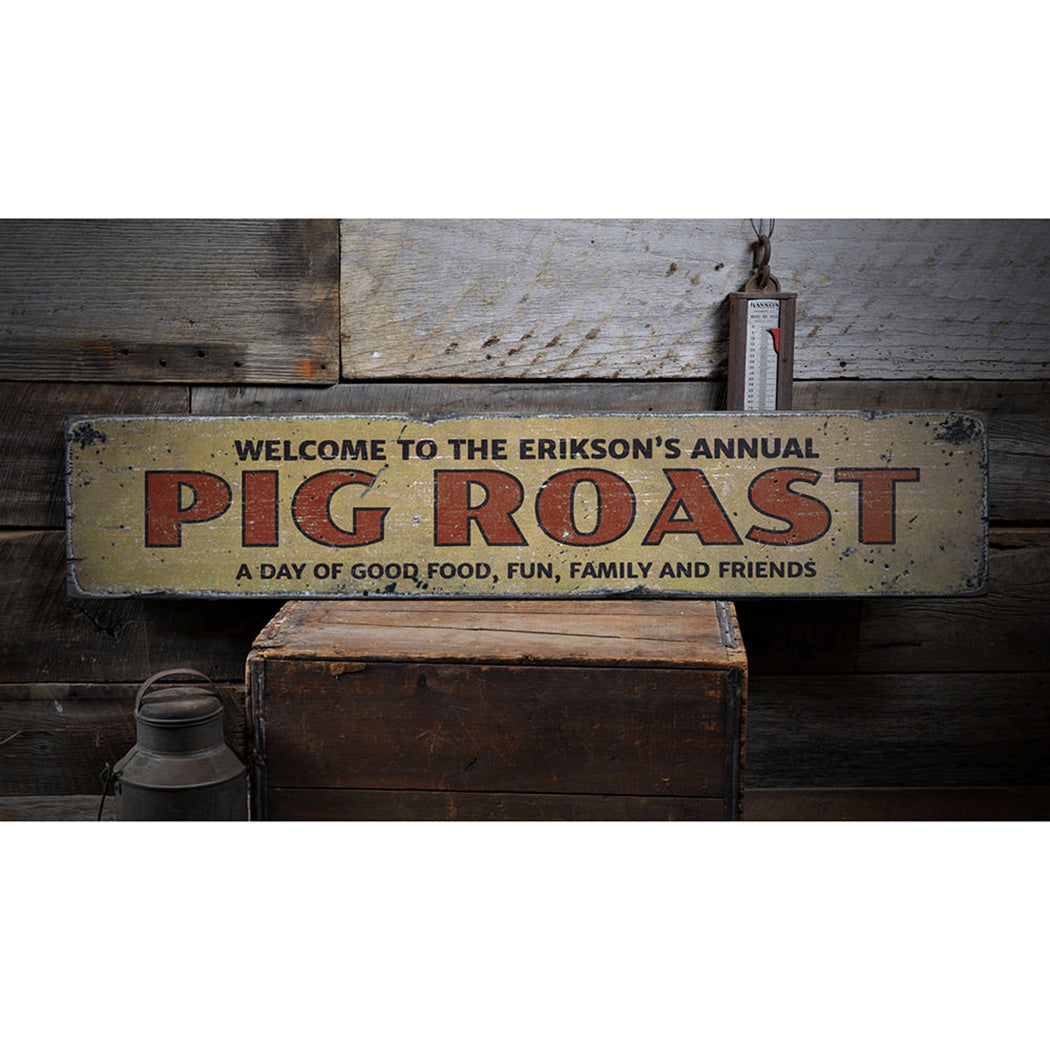 Annual Pig Roast Rustic Wood Sign