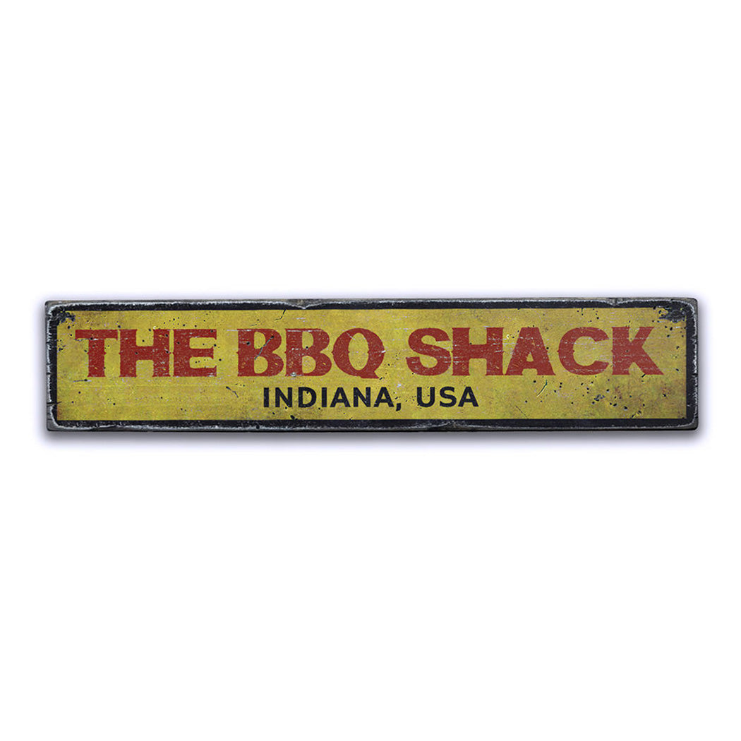 BBQ Shack Location Rustic Wood Sign