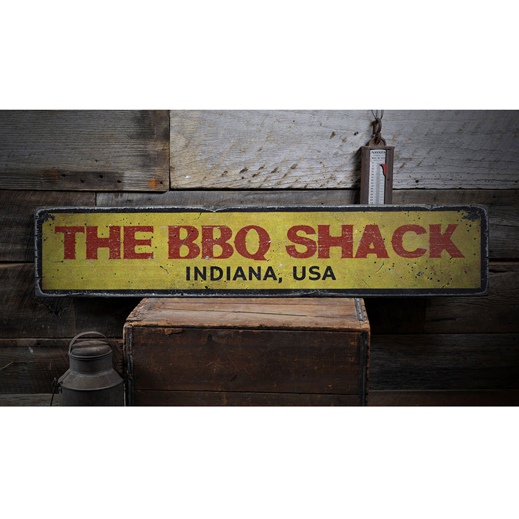 BBQ Shack Location Rustic Wood Sign