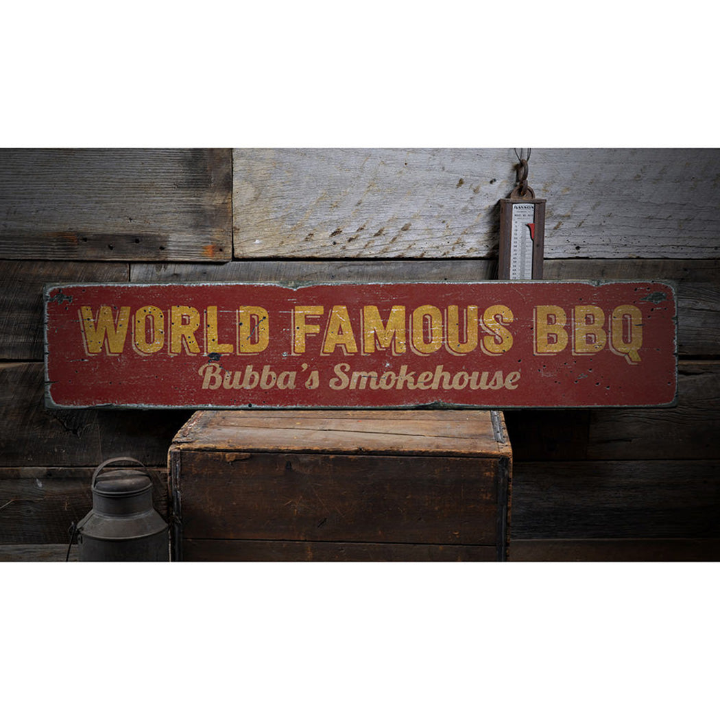 World Famous BBQ Rustic Wood Sign