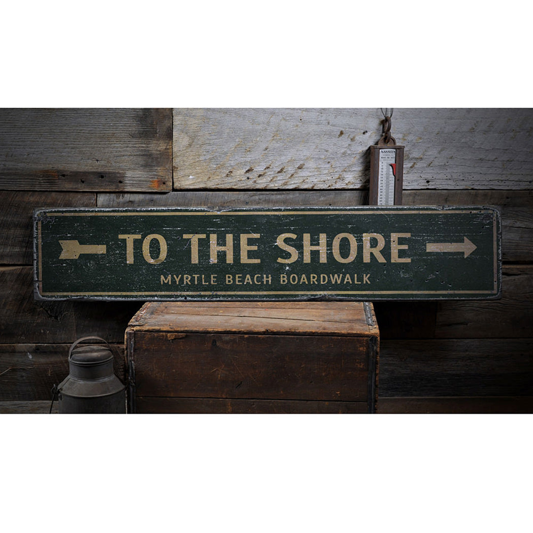 To the Shore Arrow Rustic Wood Sign