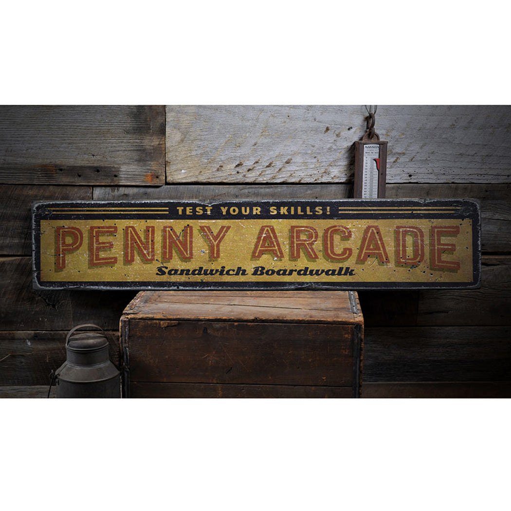 Penny Arcade Rustic Wood Sign