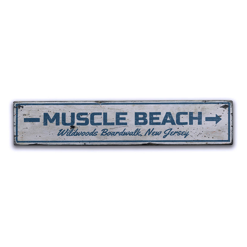 Muscle Beach Rustic Wood Sign