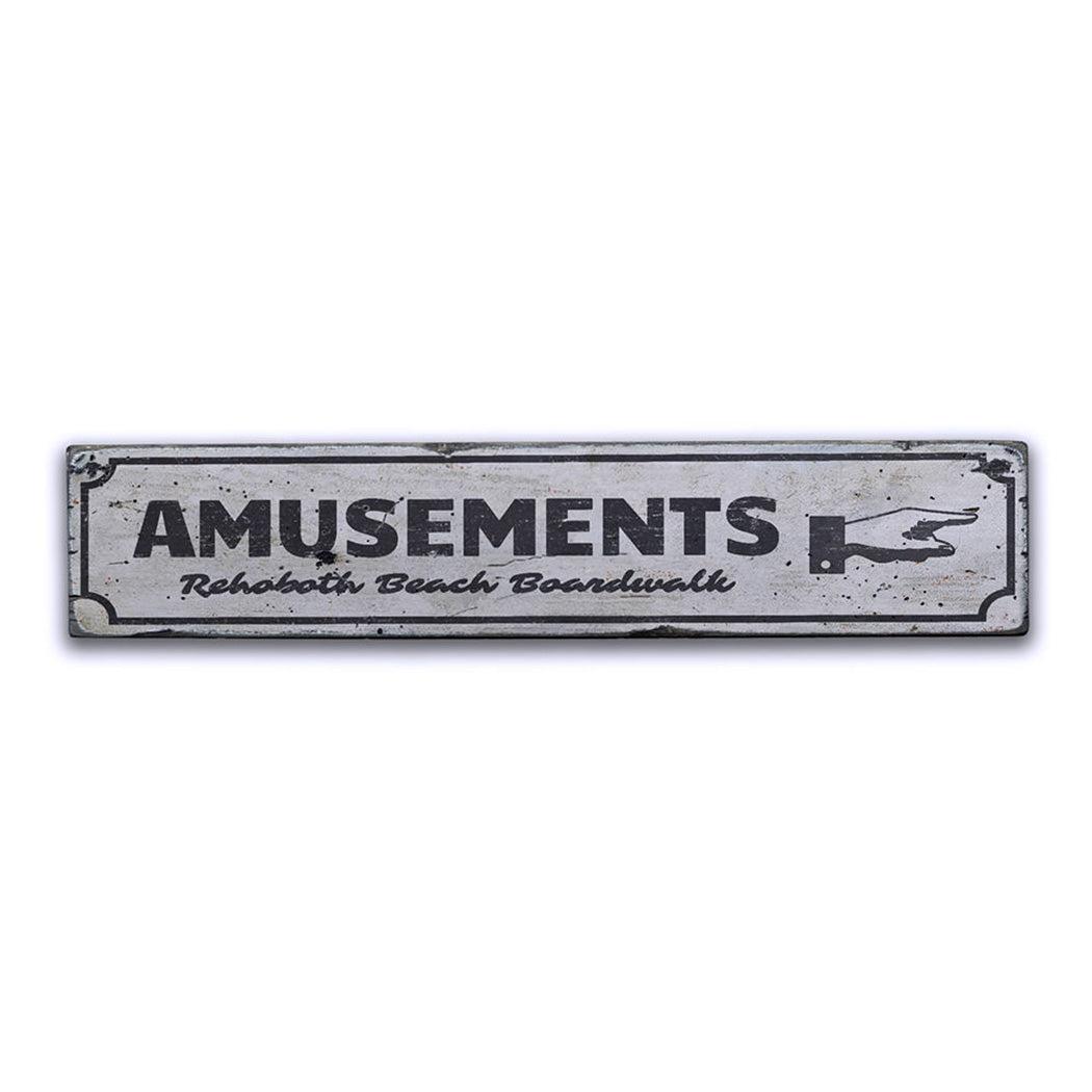 Boardwalk Amusements Rustic Wood Sign