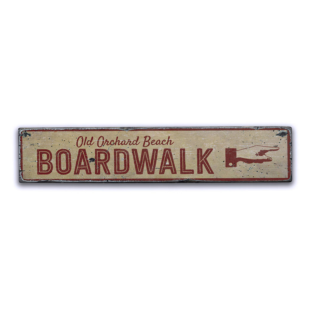 Boardwalk Pointing Hand Rustic Wood Sign