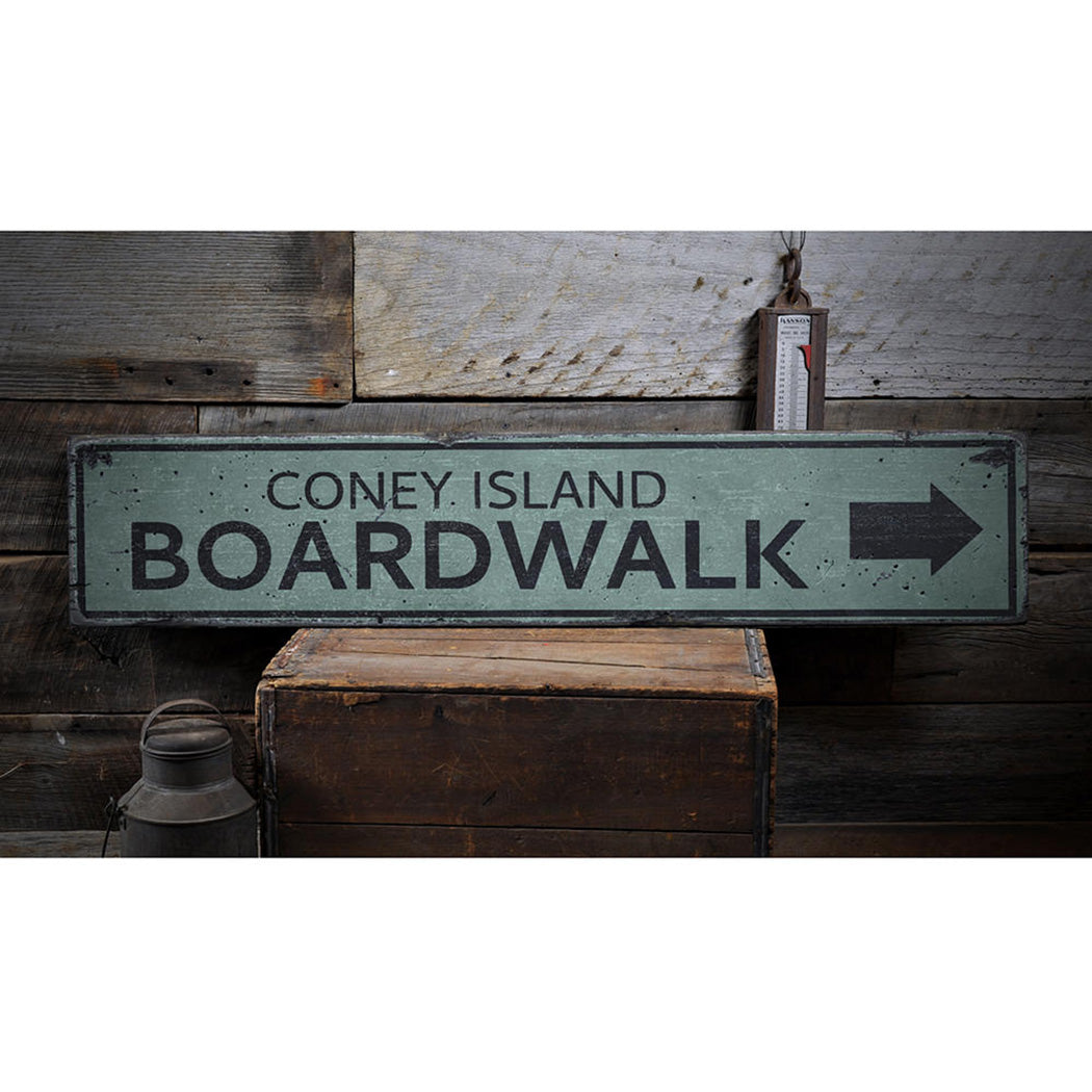 Boardwalk Location Arrow Rustic Wood Sign