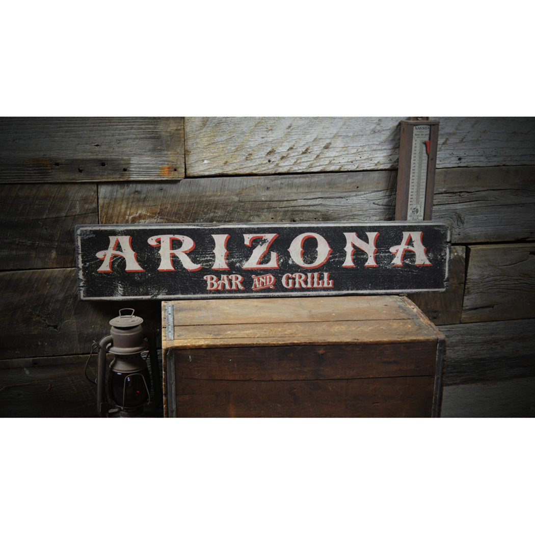 State Bar & Grill Rustic Wood Sign