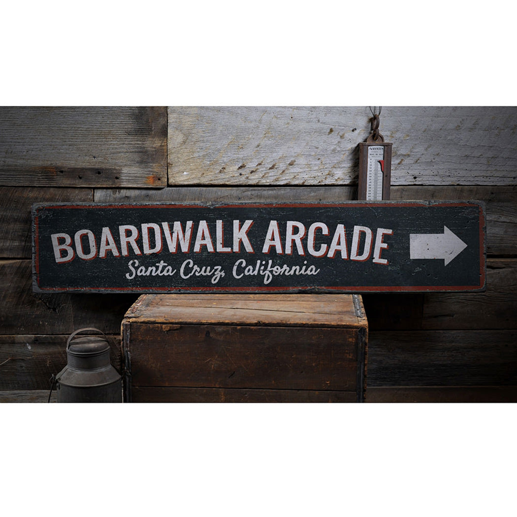 Boardwalk Arcade Rustic Wood Sign