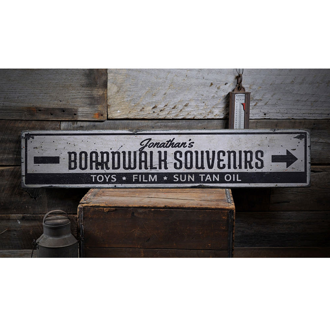 Boardwalk Souvenirs Rustic Wood Sign