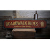 Boardwalk Rides Arrow Rustic Wood Sign