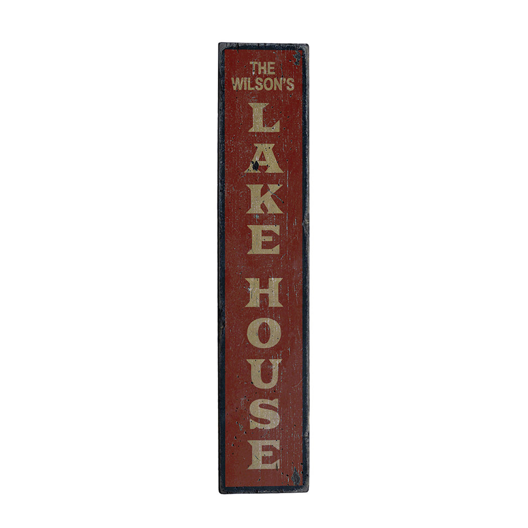 Lake House Vertical Rustic Wood Sign