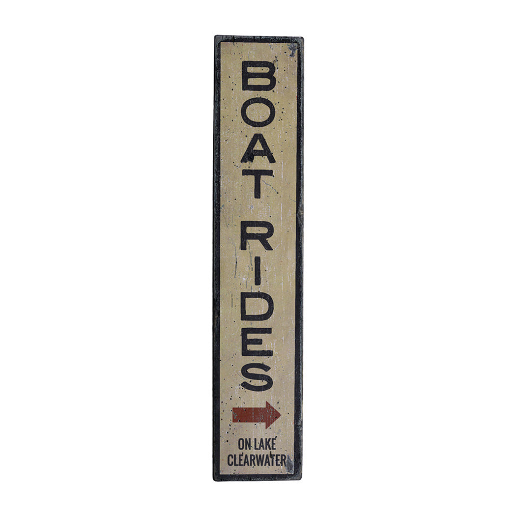 Boat Rides Vertical Rustic Wood Sign