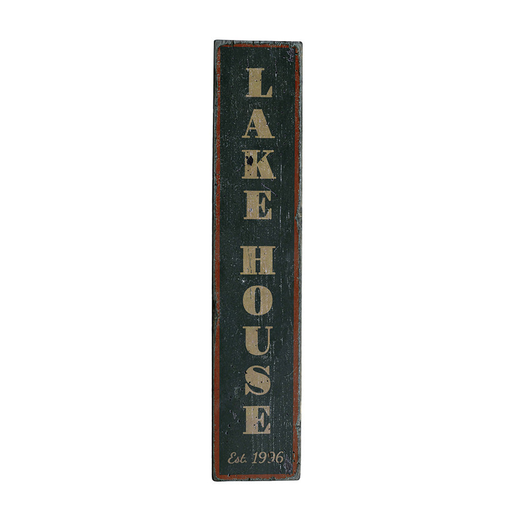 Established Date Lake House Vertical Rustic Wood Sign