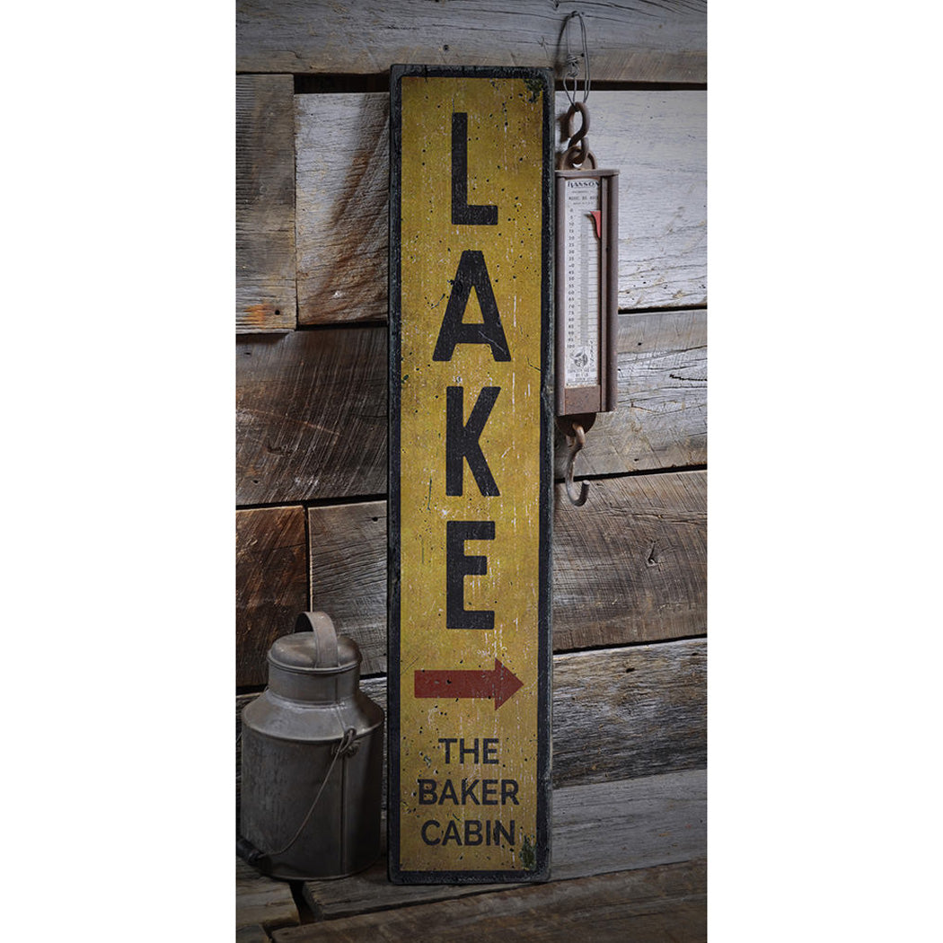 Lake Vertical Rustic Wood Sign