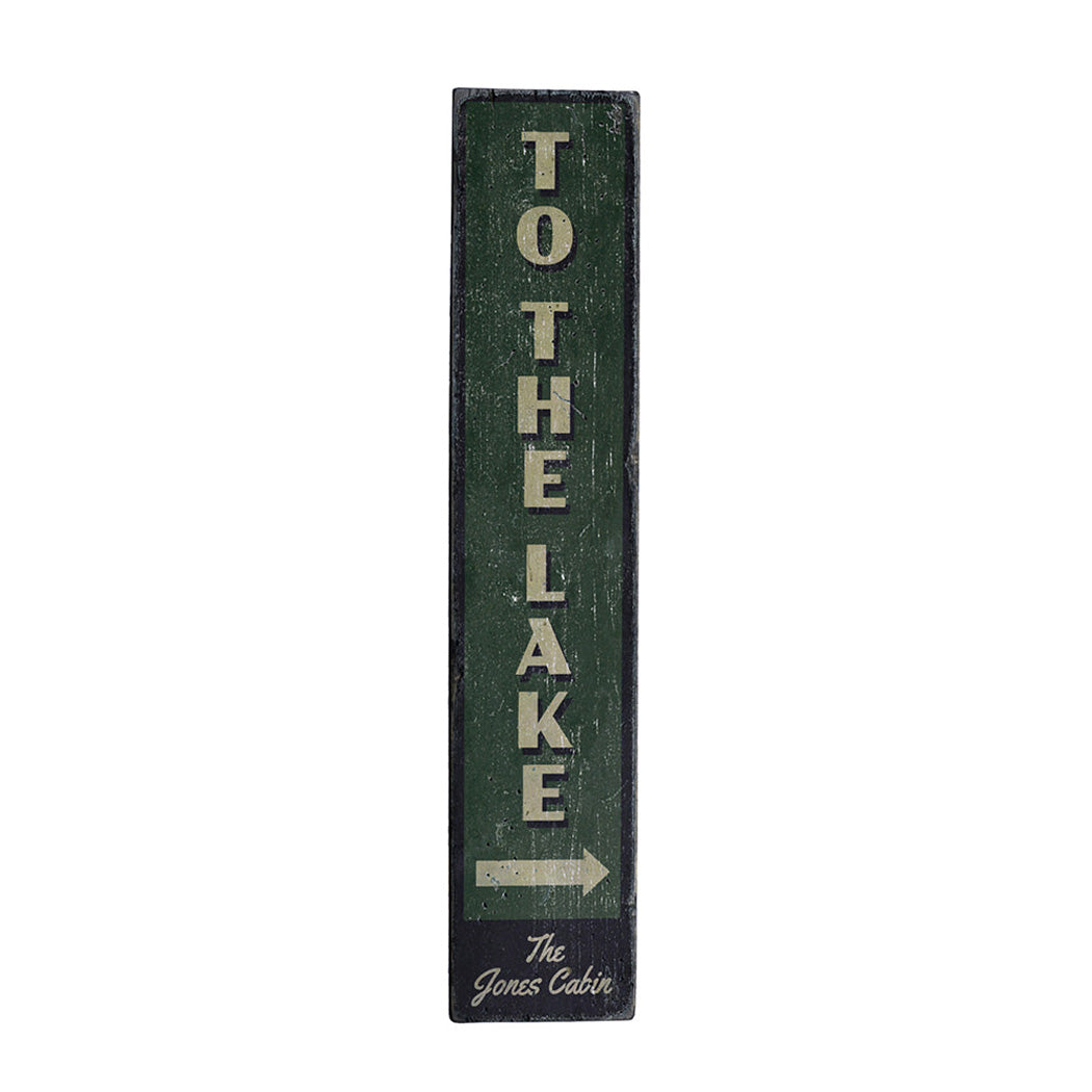 To the Lake Vertical Rustic Wood Sign