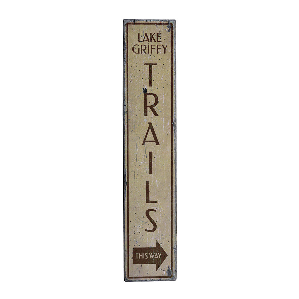 Trails This Way Vertical Rustic Wood Sign