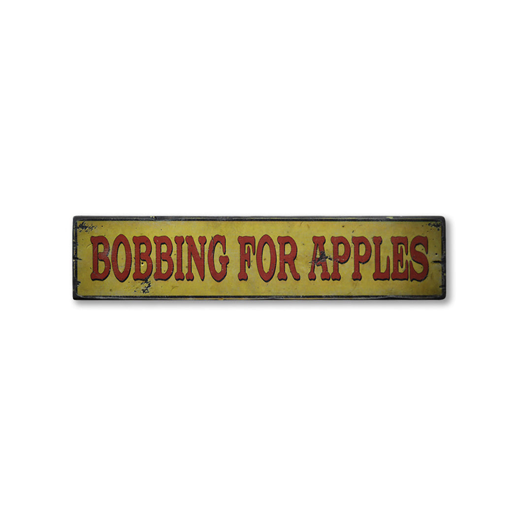 Bobbing For Apples Rustic Wood Sign