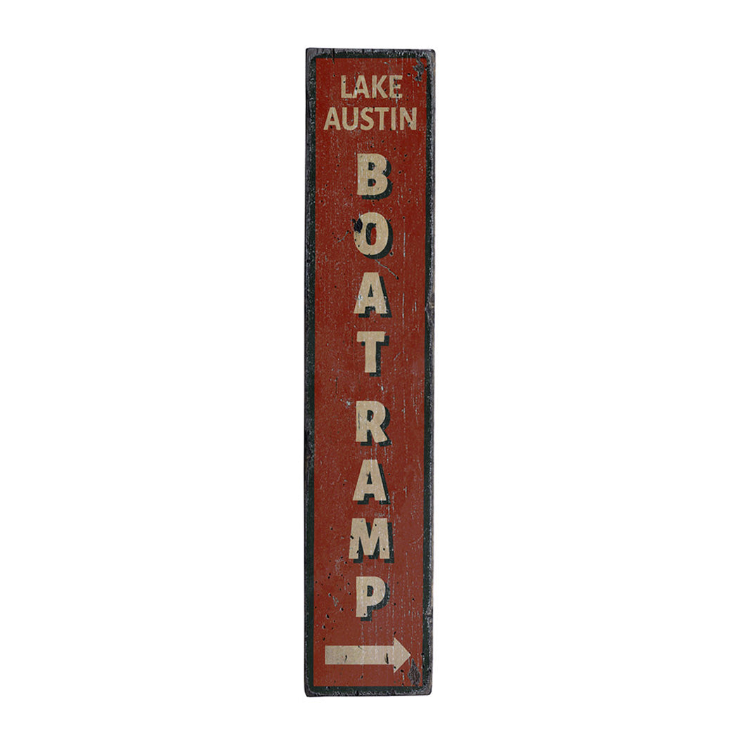 Boat Ramp Vertical Rustic Wood Sign