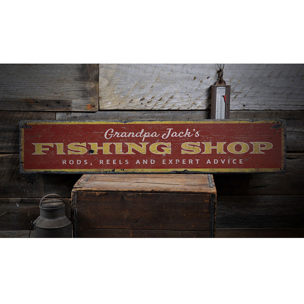 Fishing Shop Rustic Wood Sign