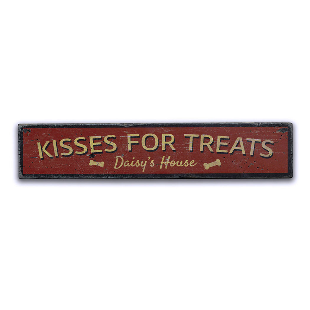 Kisses For Treats Rustic Wood Sign