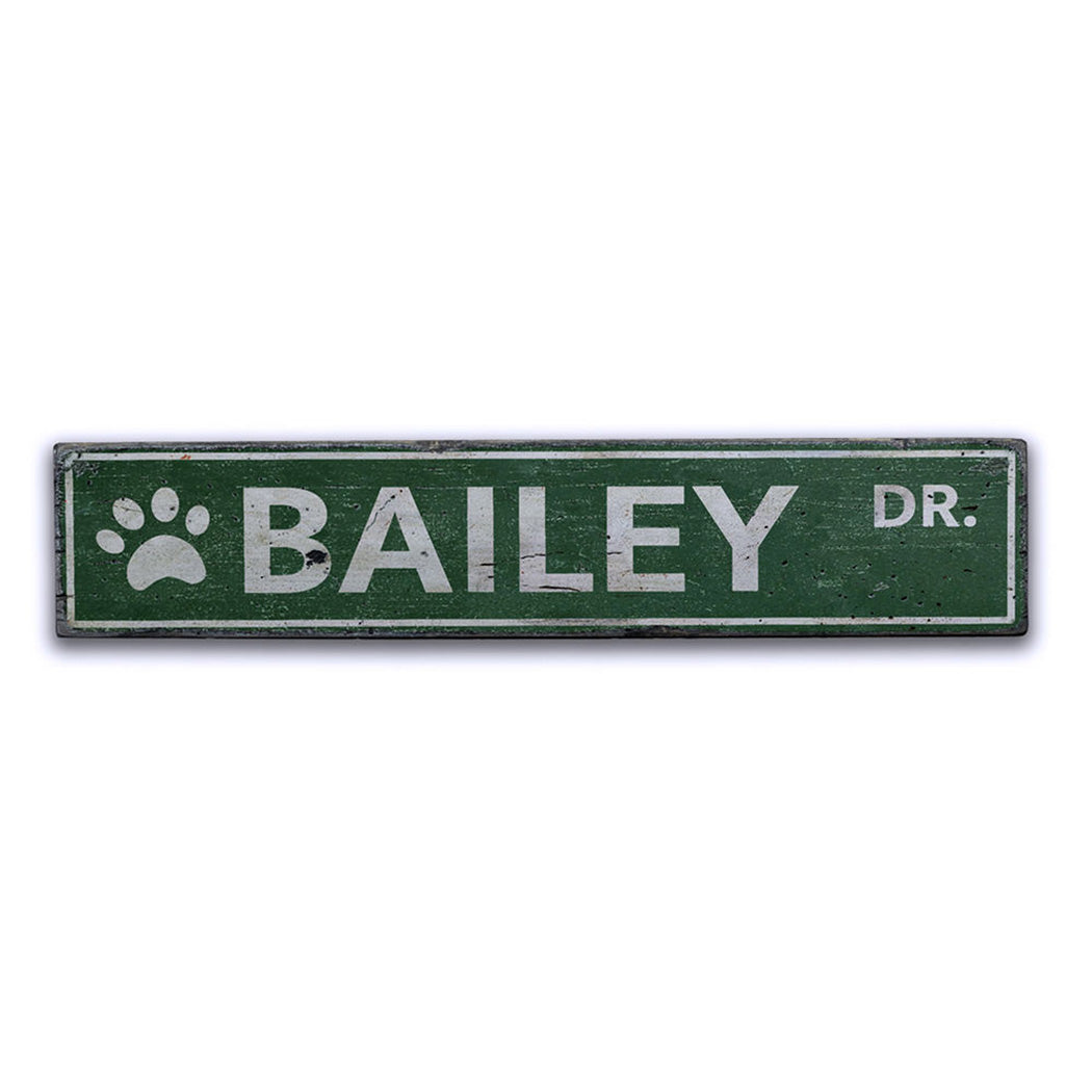 Pet Name Street Rustic Wood Sign