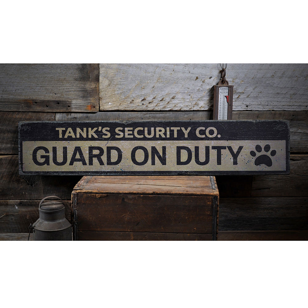 Security Company Pet Rustic Wood Sign