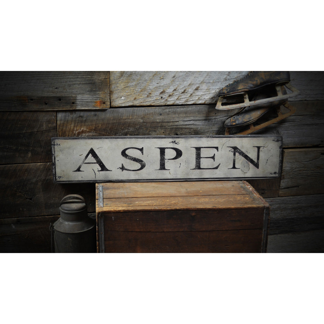 Aspen Ski Destination Rustic Wood Sign