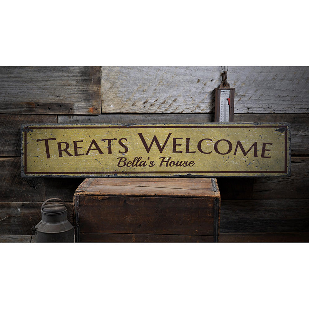 Treats Welcome Rustic Wood Sign