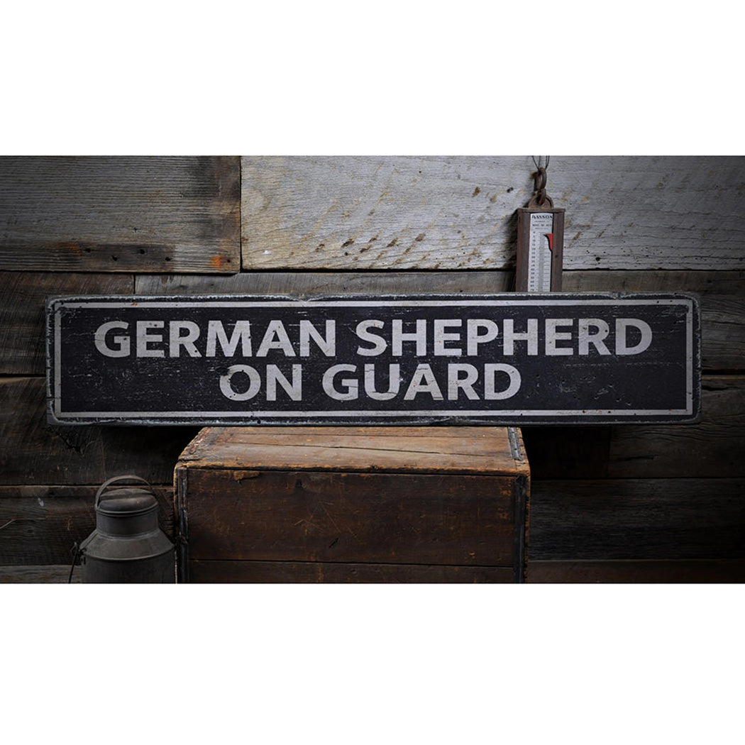 German Shepherd On Guard Rustic Wood Sign