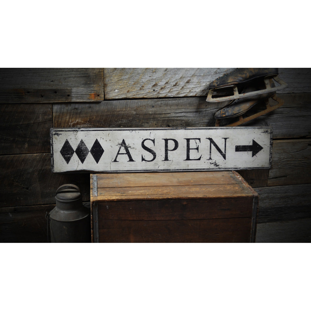 Triple Diamond Ski Destination Rustic Wood Sign