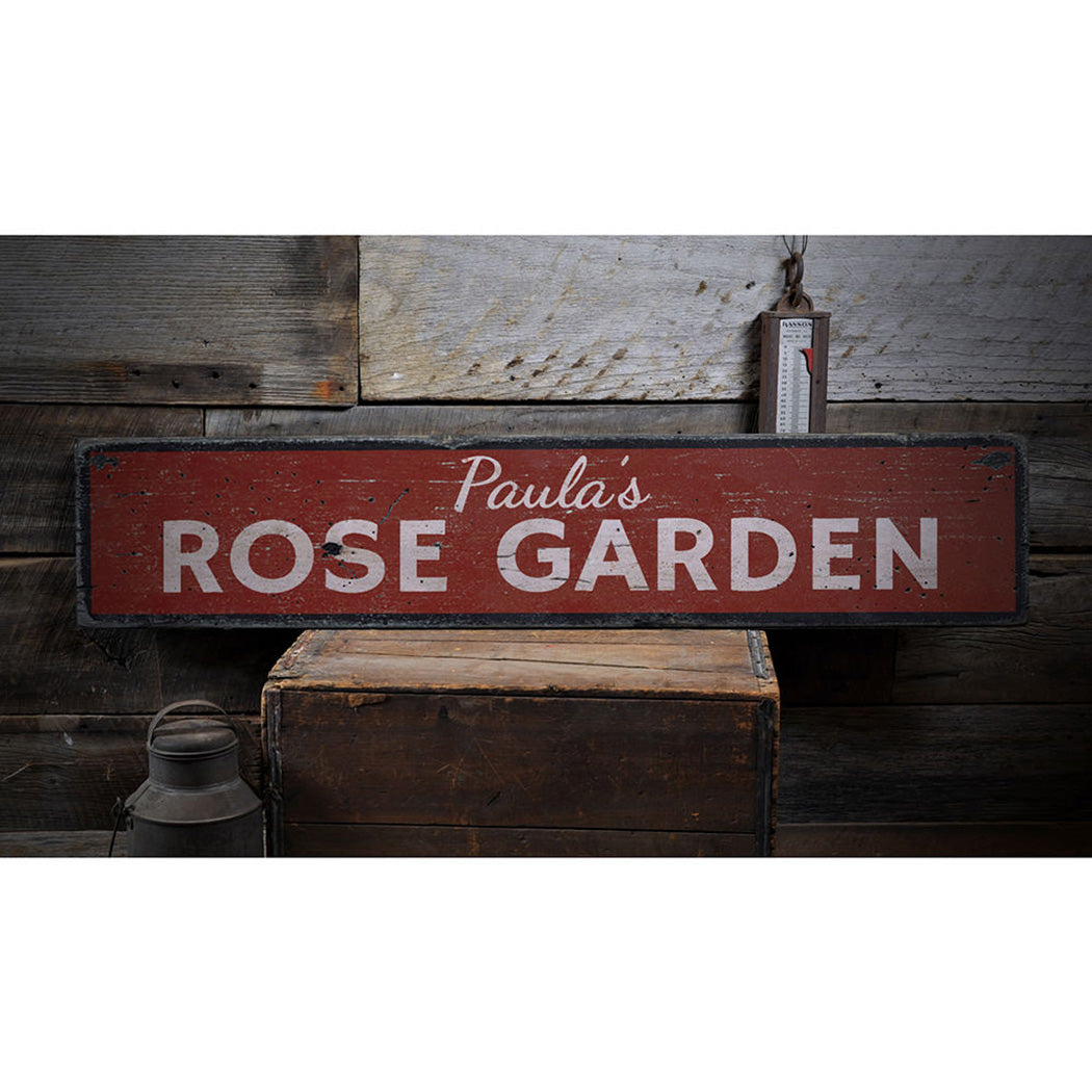 Rose Garden Rustic Wood Sign