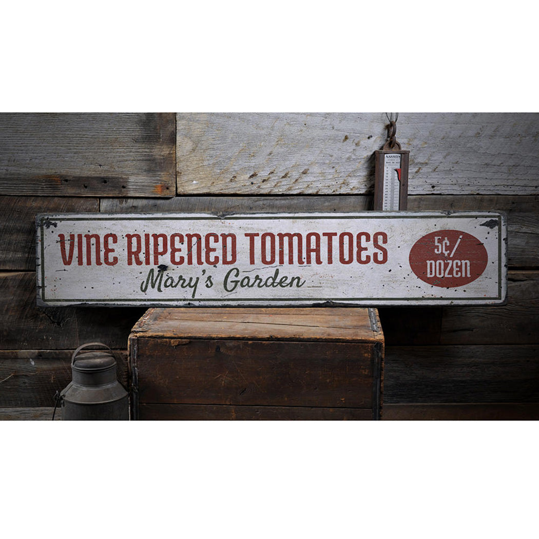 Vine Ripened Tomatoes Rustic Wood Sign