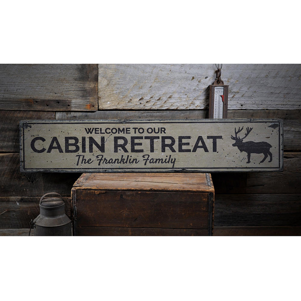 Cabin Retreat Rustic Wood Sign