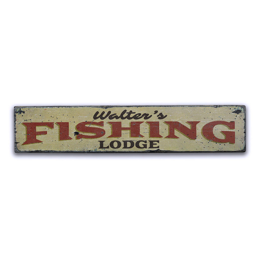 Fishing Lodge Name Rustic Wood Sign