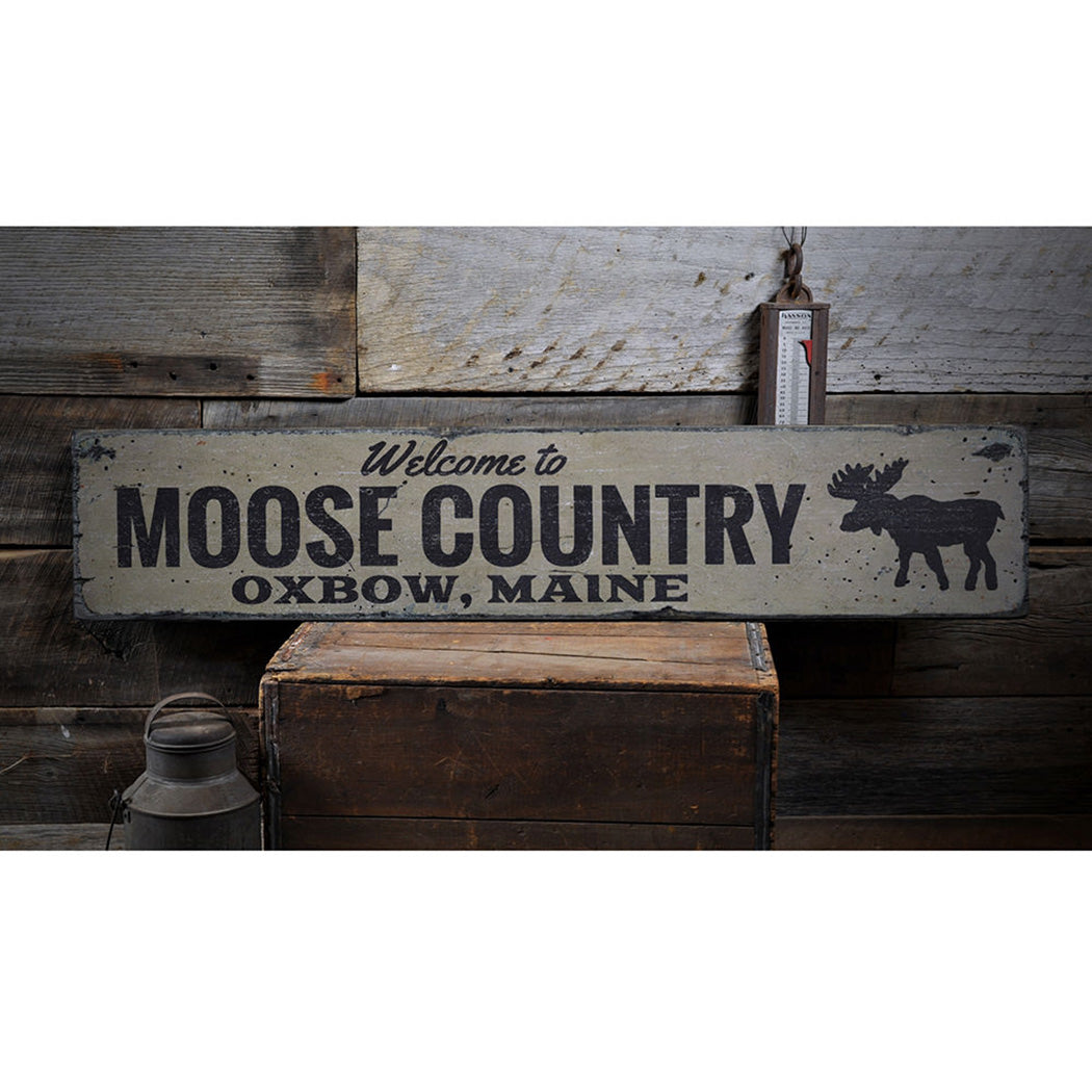 Moose Country Rustic Wood Sign