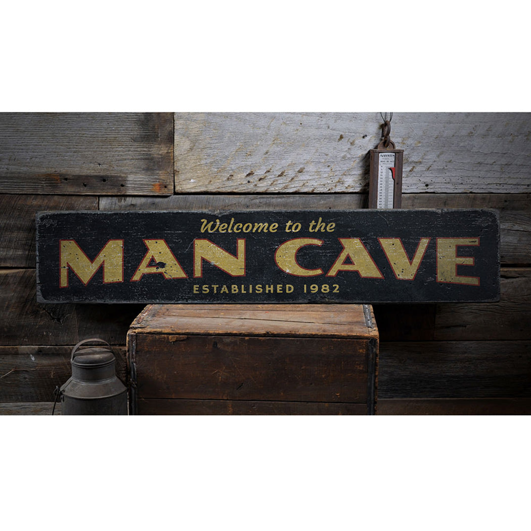 Man Cave Welcome Rustic Wood Sign