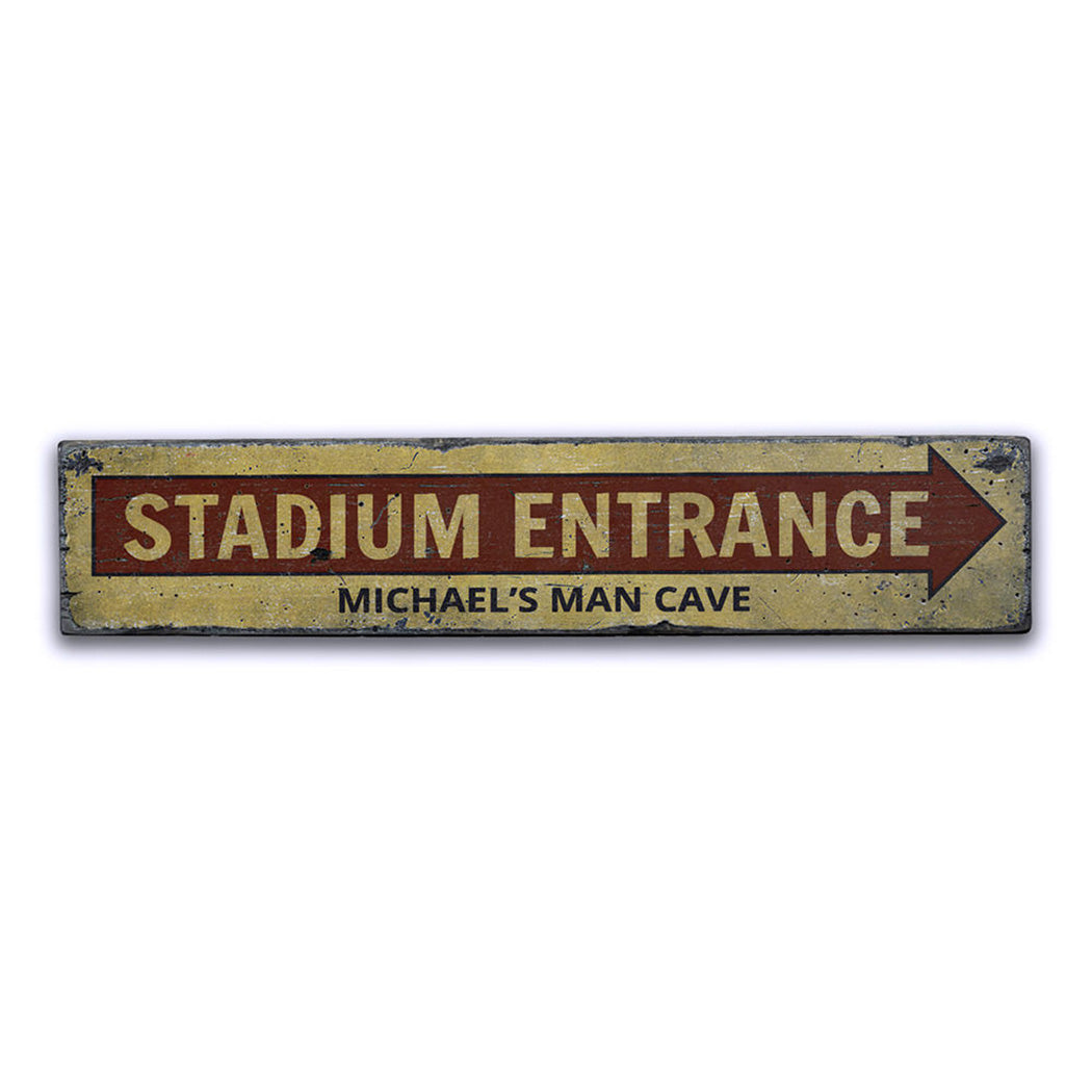 Stadium Entrance Arrow Rustic Wood Sign