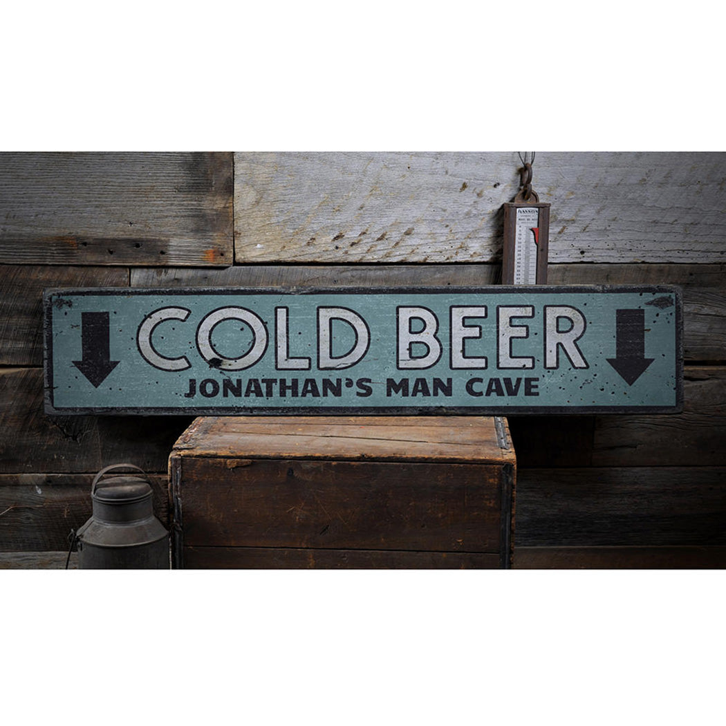 Cold Beer Arrows Rustic Wood Sign