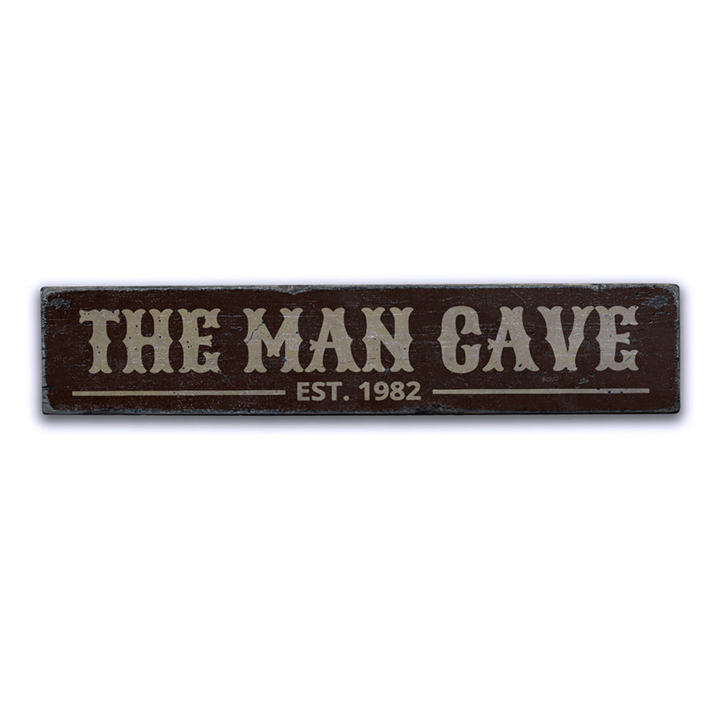 Man Cave Established Date Rustic Wood Sign