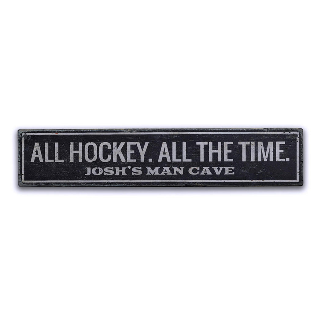 All Hockey Rustic Wood Sign